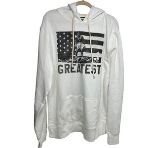 Roots of Fight Muhammad Ali Greatest Hoodie White Boxing Graphic Mens Size L NEW